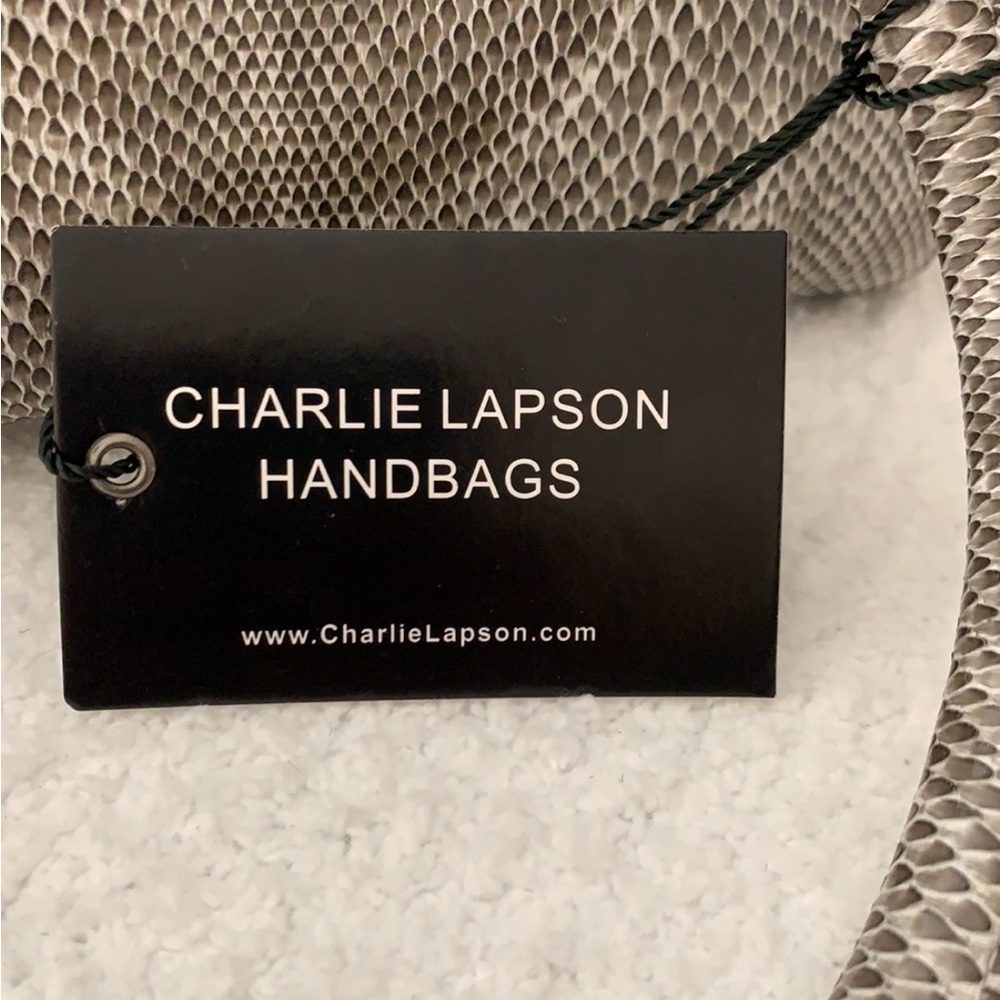 Elegant Snake Print Leather Handbag by Charlie Lapson - Picture 3 of 17